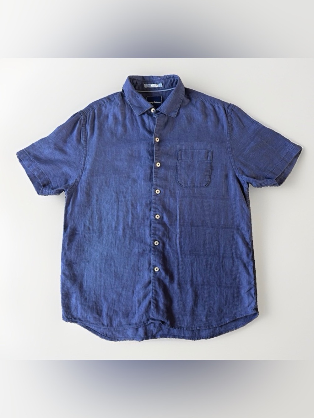 Tommy Bahama 100% Linen Textured Short Sleeve Button Up Shirt L Coastal Beachy - Picture 3 of 16
